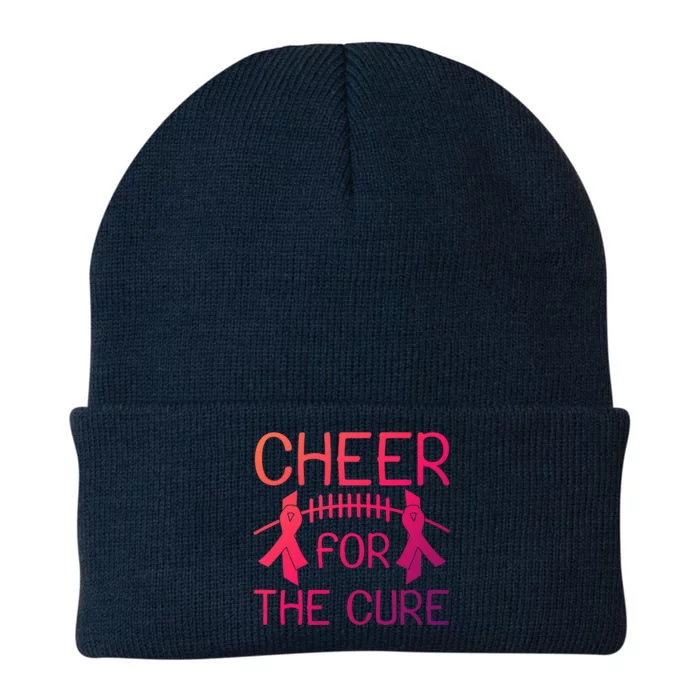 Lung Cancer Awareness Cheer For The Cure Football Gift Knit Cap Winter Beanie