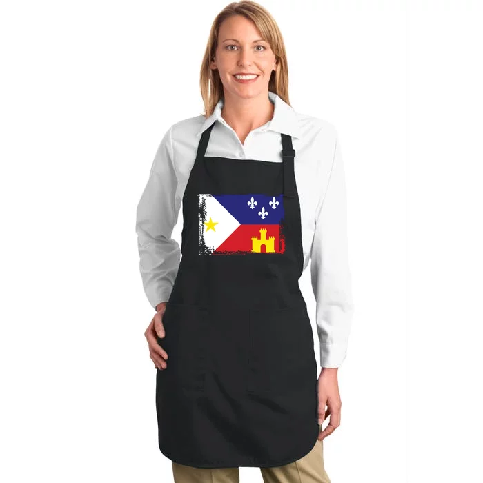 Louisiana Cajun Acadiana Flag Full-Length Apron With Pocket