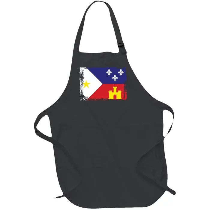 Louisiana Cajun Acadiana Flag Full-Length Apron With Pocket