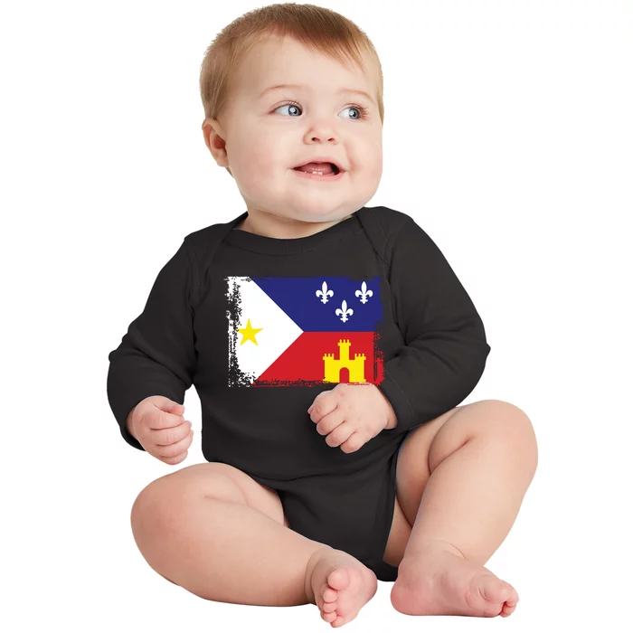 Louisiana Cajun Acadiana Flag Baby Long Sleeve Bodysuit