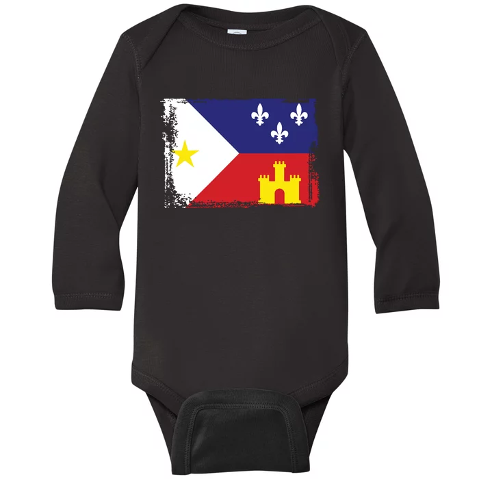 Louisiana Cajun Acadiana Flag Baby Long Sleeve Bodysuit