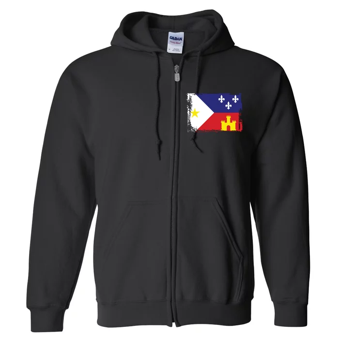 Louisiana Cajun Acadiana Flag Full Zip Hoodie