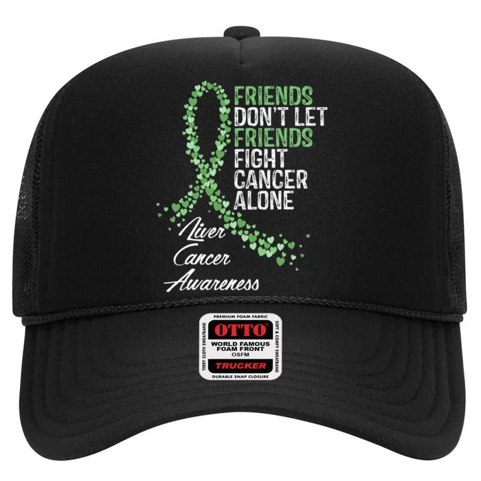 Liver Cancer Awareness Friends Fighter Warrior Support High Crown Mesh Trucker Hat