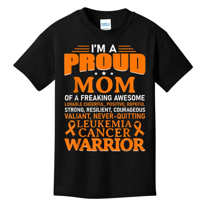 Leukemia Cancer Awareness Survivor Orange Ribbon Mom Kids T-Shirt