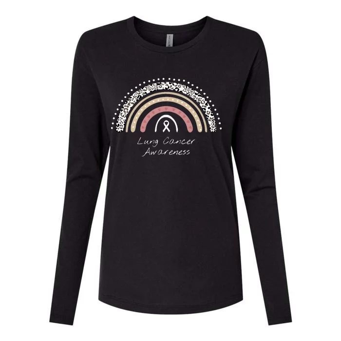 Lung Cancer Awareness Rainbow Womens Cotton Relaxed Long Sleeve T-Shirt