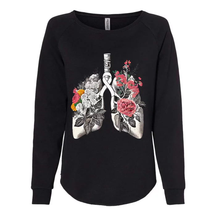 Lung Cancer Awareness Floral Flower Womens California Wash Sweatshirt