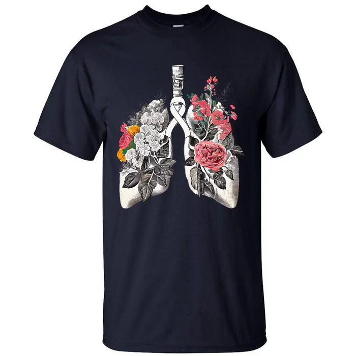 Lung Cancer Awareness Floral Flower Tall T-Shirt