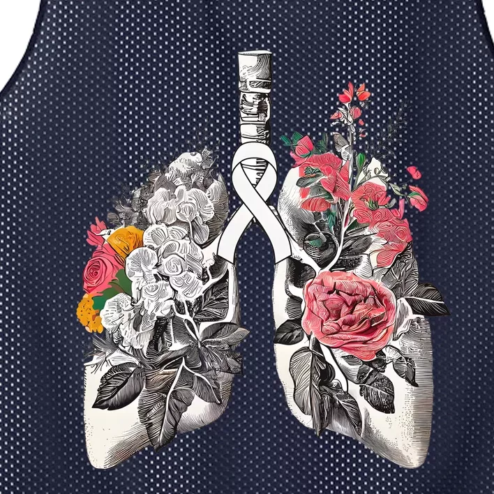 Lung Cancer Awareness Floral Flower Mesh Reversible Basketball Jersey Tank