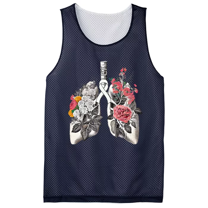 Lung Cancer Awareness Floral Flower Mesh Reversible Basketball Jersey Tank