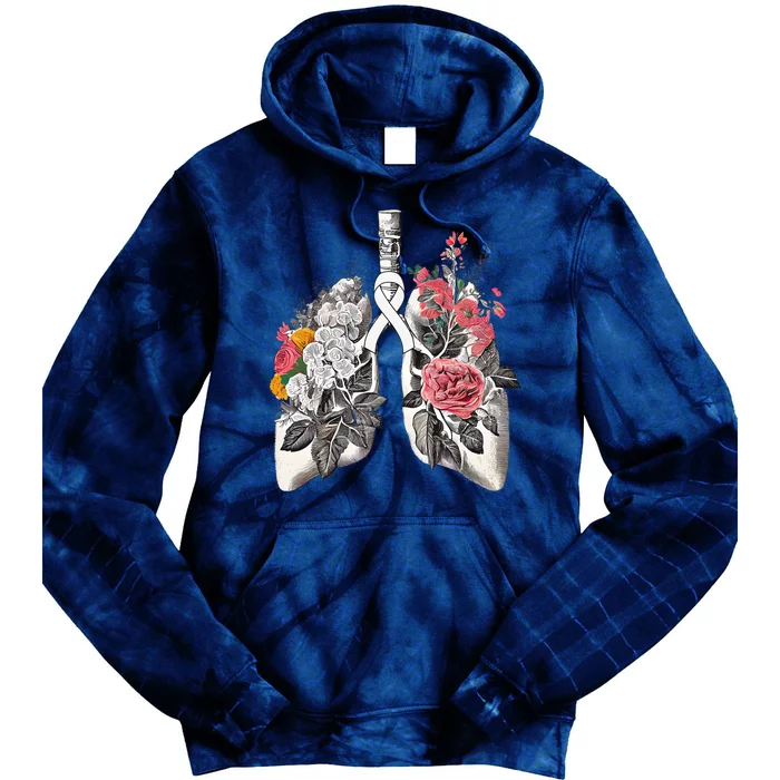 Lung Cancer Awareness Floral Flower Tie Dye Hoodie