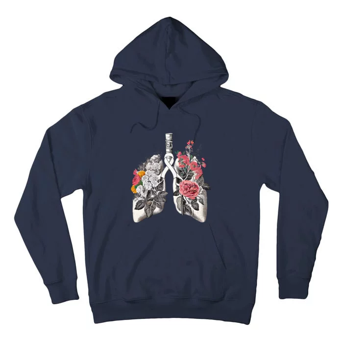 Lung Cancer Awareness Floral Flower Tall Hoodie