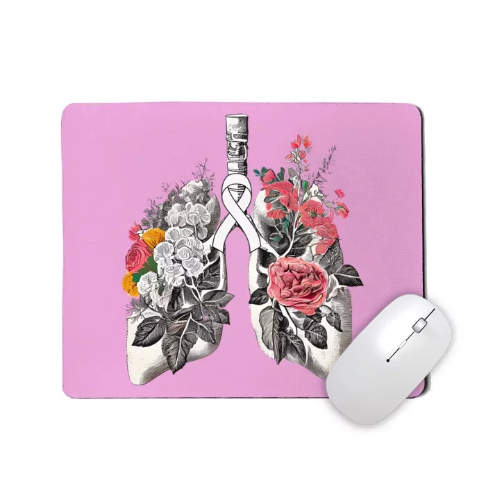 Lung Cancer Awareness Floral Flower Mousepad