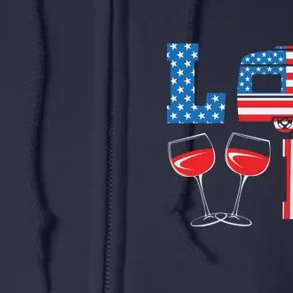 Love Camping American Flag Flip Flop 4th Of July Camper Gift Full Zip Hoodie