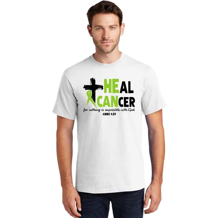 Lymphoma Cancer Awareness Heal Cancer Green Ribbon Tall T-Shirt