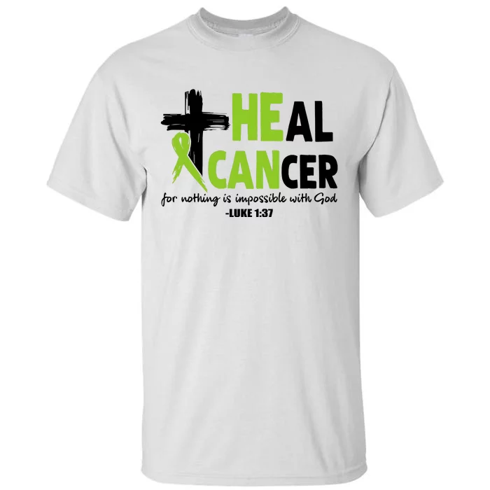 Lymphoma Cancer Awareness Heal Cancer Green Ribbon Tall T-Shirt