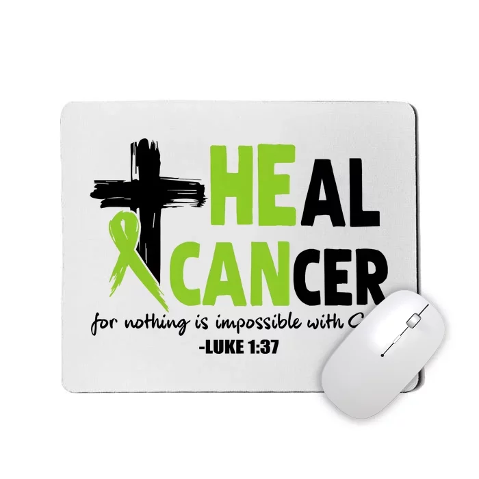 Lymphoma Cancer Awareness Heal Cancer Green Ribbon Mousepad