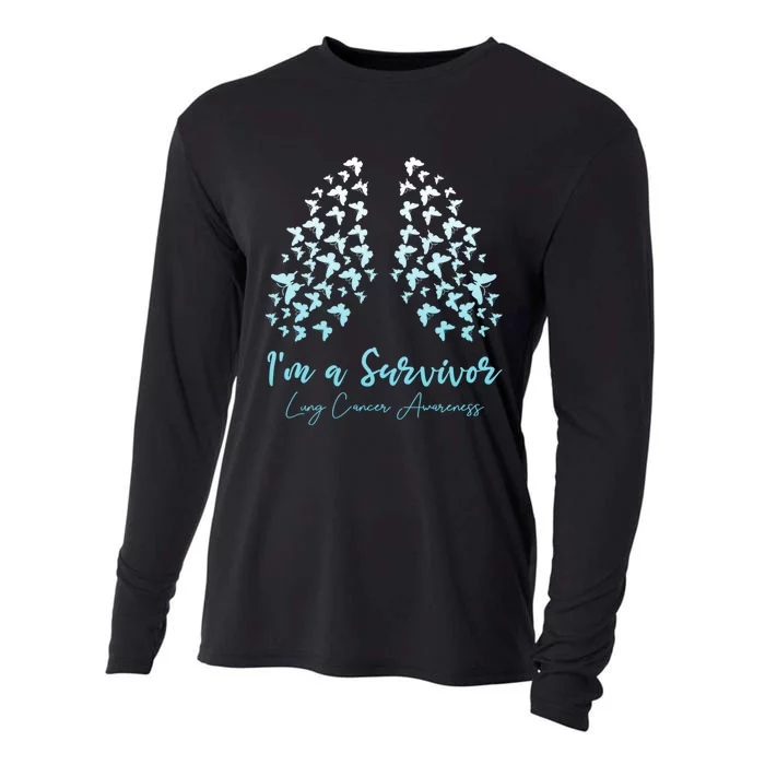 Lung Cancer Awareness White Ribbon Cooling Performance Long Sleeve Crew