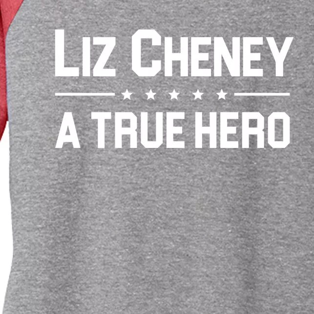 Liz Cheney A True Hero Women's Tri-Blend 3/4-Sleeve Raglan Shirt