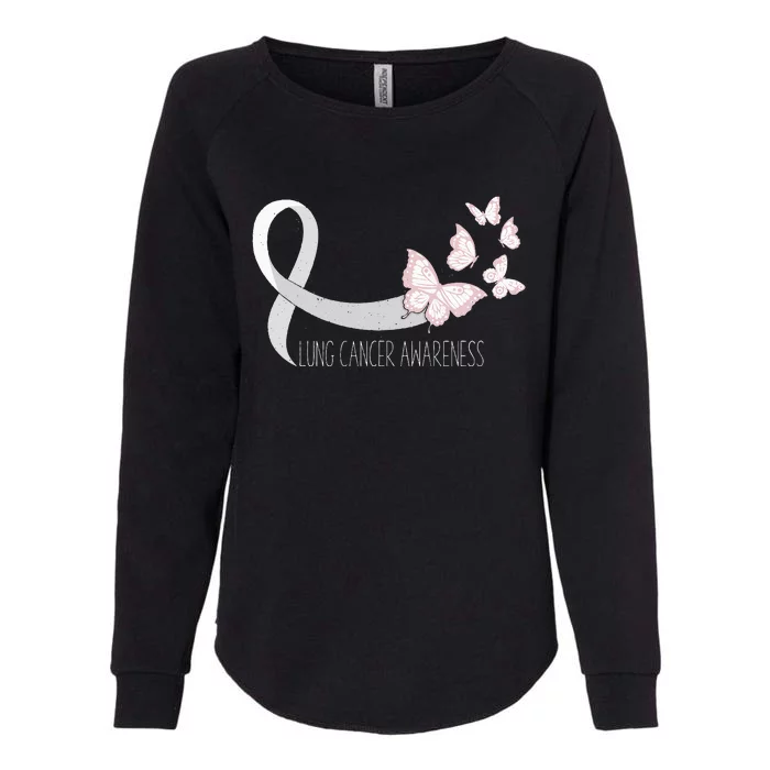 Lung Cancer Awareness Butterfly Carcinoma Ribbon Womens California Wash Sweatshirt