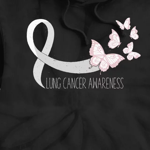 Lung Cancer Awareness Butterfly Carcinoma Ribbon Tie Dye Hoodie