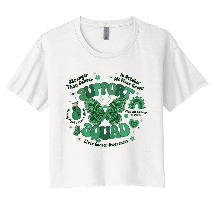 Liver Cancer Awareness Support Squad Butterfly Women's Crop Top Tee