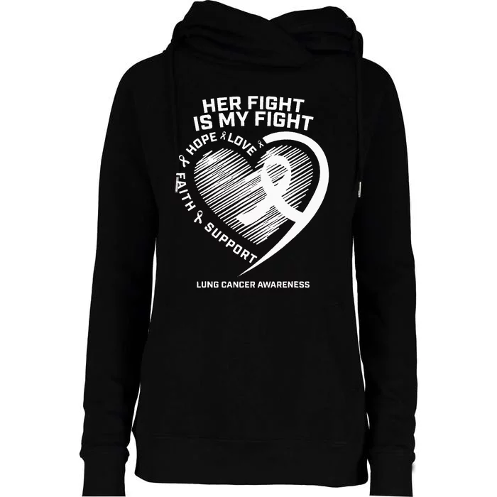 Lung Cancer Awareness Gifts Grandma Mom Wife Fight Womens Funnel Neck Pullover Hood