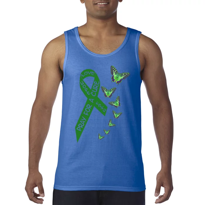 Liver Cancer Awareness Green Ribbon Religious Butterflies Gift Tank Top