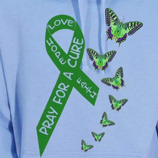 Liver Cancer Awareness Green Ribbon Religious Butterflies Gift Unisex Surf Hoodie