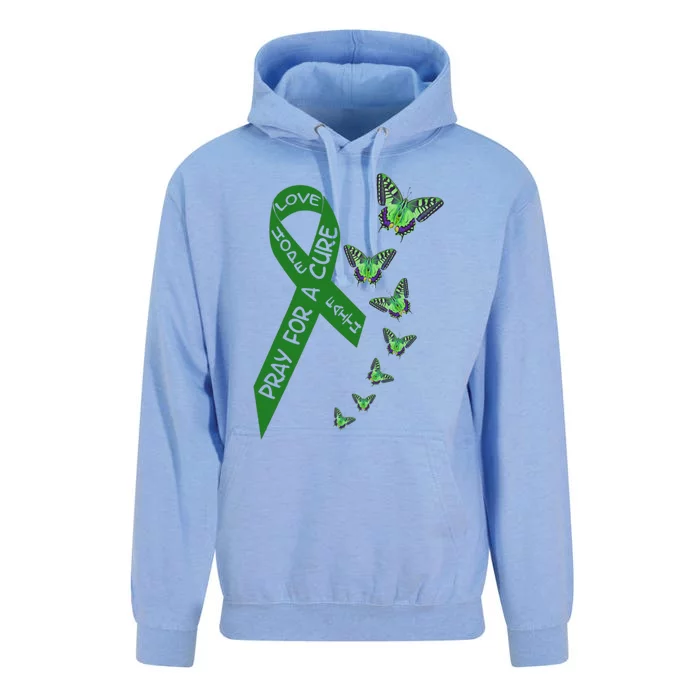 Liver Cancer Awareness Green Ribbon Religious Butterflies Gift Unisex Surf Hoodie