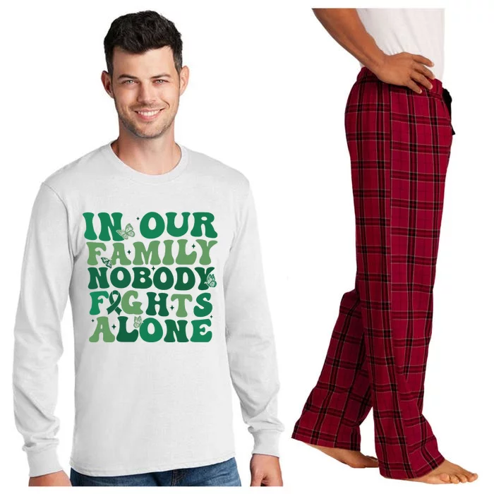 Liver Cancer Awareness In Our Family Nobody Fights Alone Long Sleeve Pajama Set