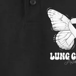 Lung Cancer Awareness Month White Ribbon Butterfly Dry Zone Grid Performance Polo