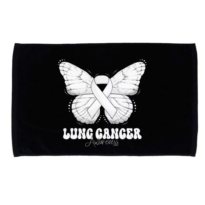 Lung Cancer Awareness Month White Ribbon Butterfly Microfiber Hand Towel