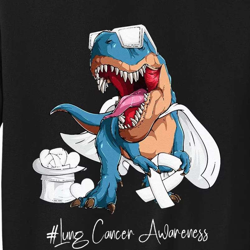 Lung Cancer Awareness Month White Ribbon Trex Sweatshirt