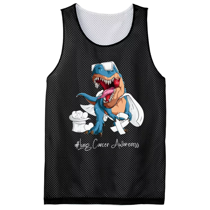 Lung Cancer Awareness Month White Ribbon Trex Mesh Reversible Basketball Jersey Tank