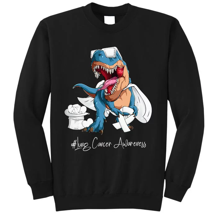 Lung Cancer Awareness Month White Ribbon Trex Tall Sweatshirt