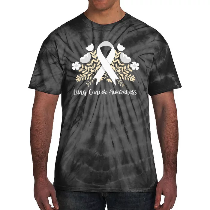 Lung Cancer Awareness Ribbon Lung Cancer Tie-Dye T-Shirt