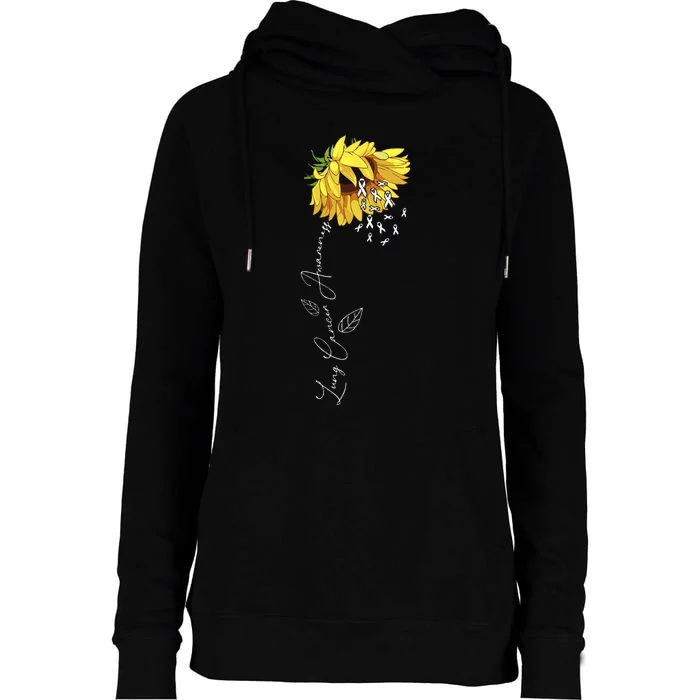 Lung Cancer Awareness Sunflower Womens Funnel Neck Pullover Hood