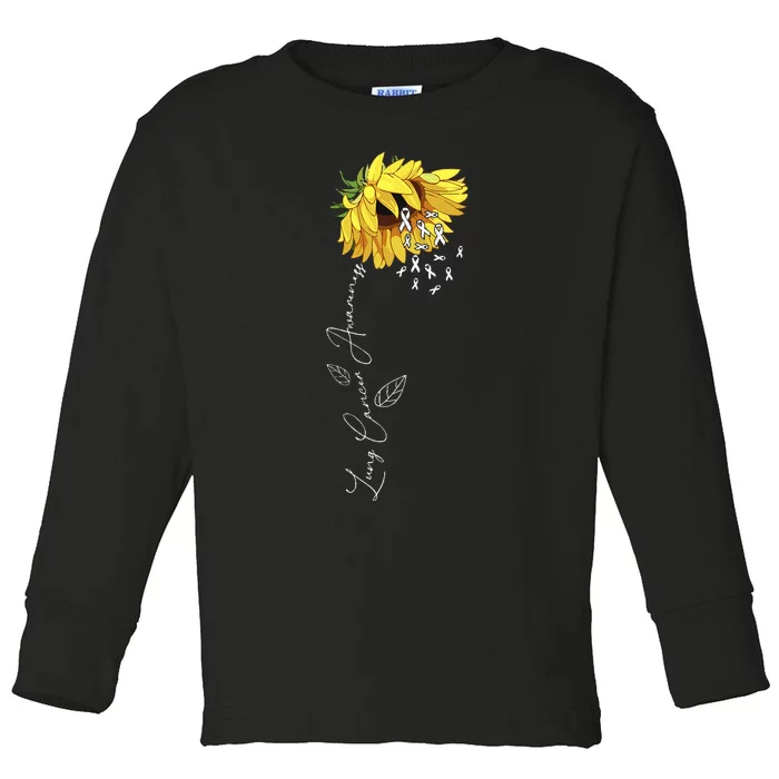 Lung Cancer Awareness Sunflower Toddler Long Sleeve Shirt