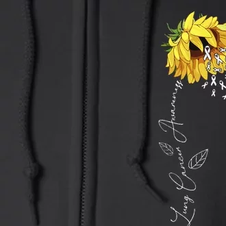 Lung Cancer Awareness Sunflower Full Zip Hoodie