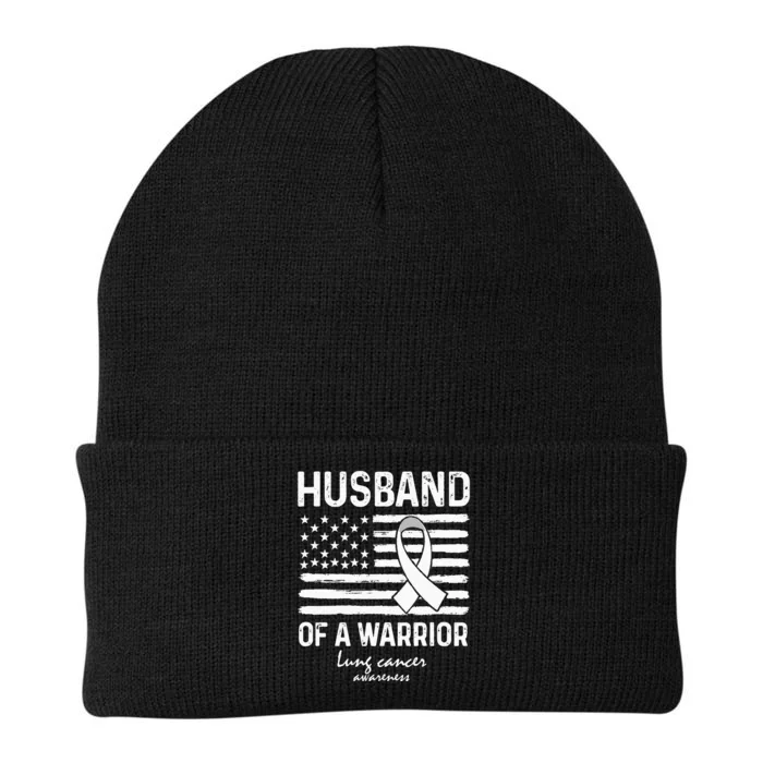 Lung Cancer Awareness Survivor Support Husband Of A Warrior Knit Cap Winter Beanie