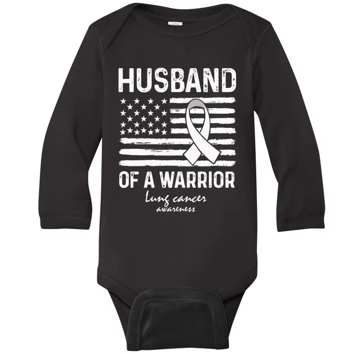 Lung Cancer Awareness Survivor Support Husband Of A Warrior Baby Long Sleeve Bodysuit