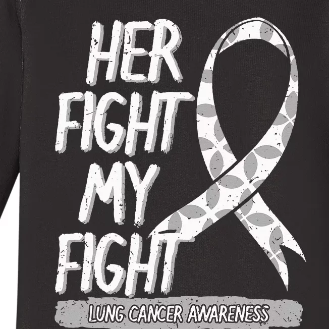 Lung Cancer Awareness White Ribbon Carcinoma Patient Gift Baby Long Sleeve Bodysuit