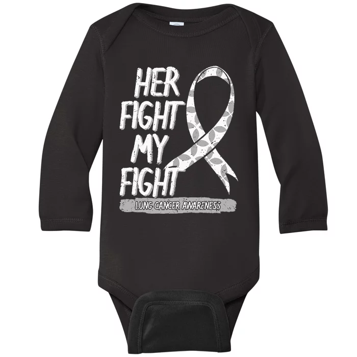 Lung Cancer Awareness White Ribbon Carcinoma Patient Gift Baby Long Sleeve Bodysuit