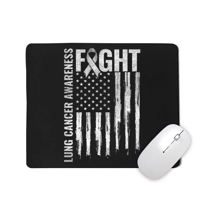 Lung Cancer Awareness White Ribbon Fight Gift USA Flag Mousepad