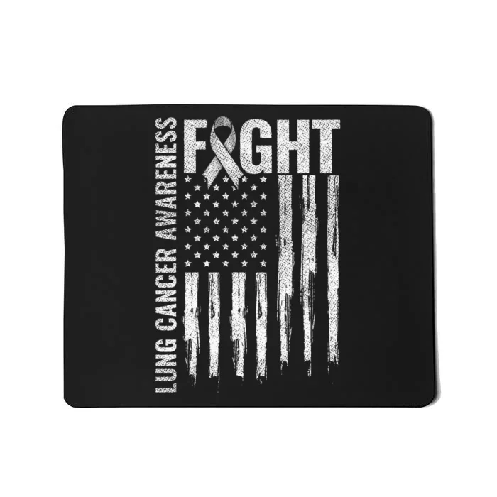 Lung Cancer Awareness White Ribbon Fight Gift USA Flag Mousepad