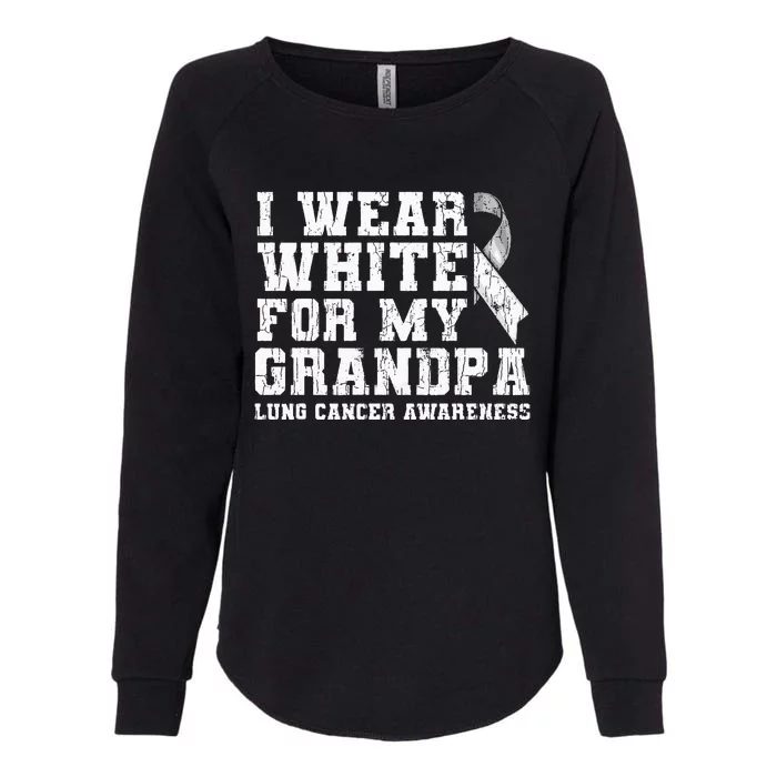 Lung Cancer Awareness White Ribbon Grandpa Gift Womens California Wash Sweatshirt