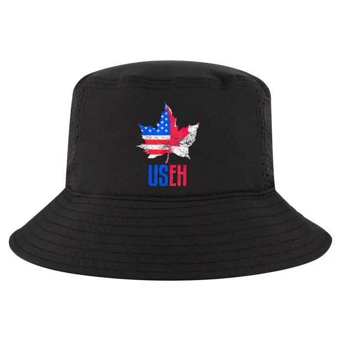 Leaf Canadian American Flag Funny Canada Patriotic Cool Comfort Performance Bucket Hat