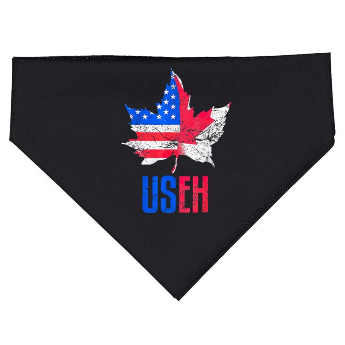 Leaf Canadian American Flag Funny Canada Patriotic USA-Made Doggie Bandana