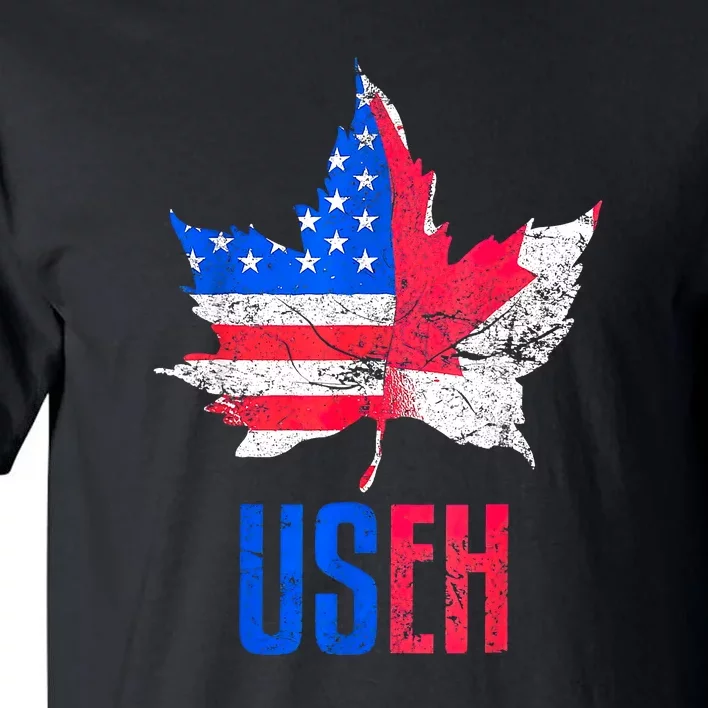 Leaf Canadian American Flag Funny Canada Patriotic Tall T-Shirt