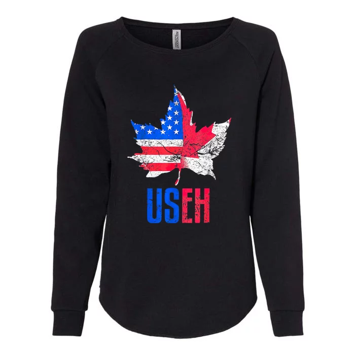 Leaf Canadian American Flag Funny Canada Patriotic Womens California Wash Sweatshirt